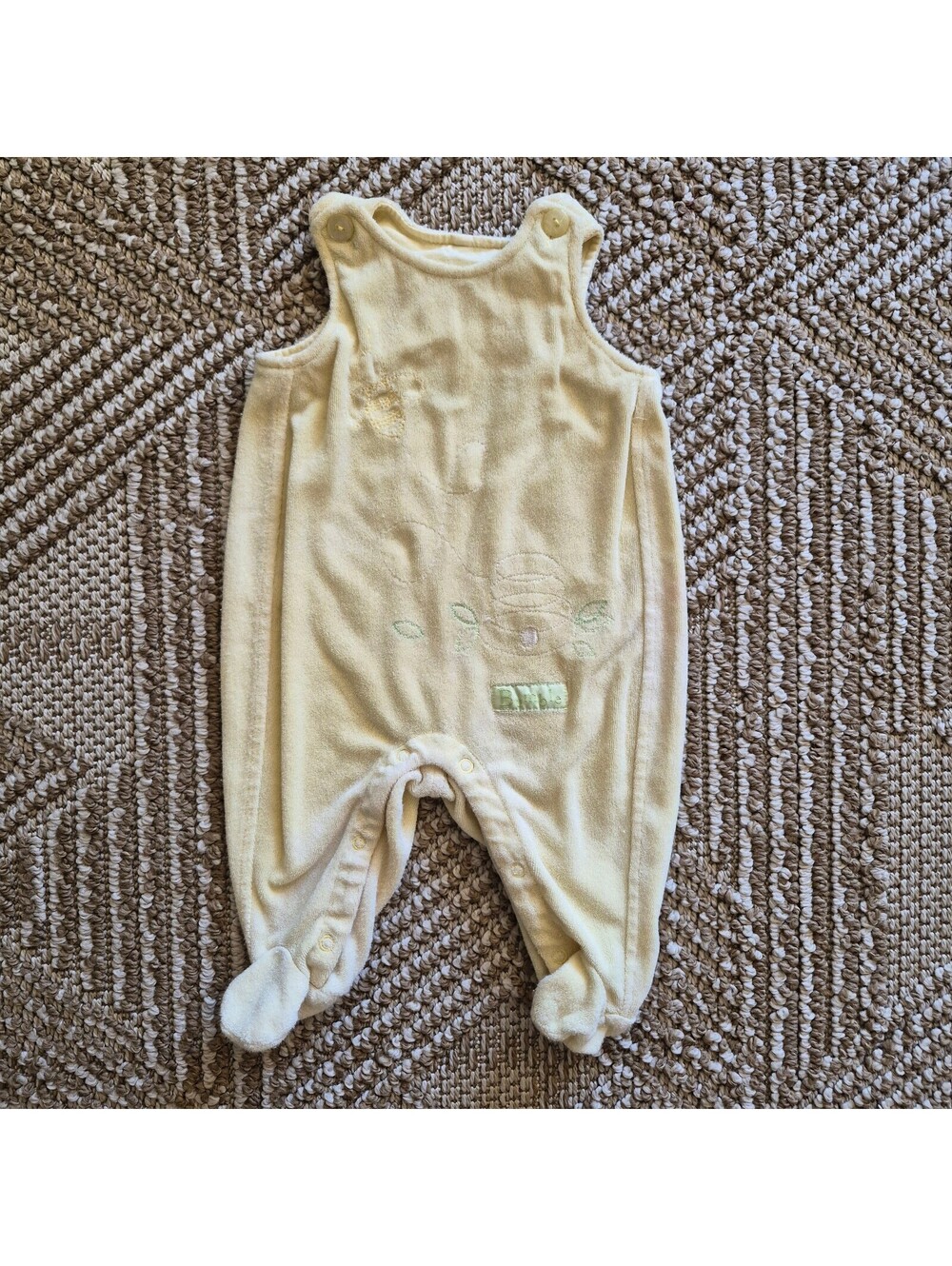 VTG 90's Y2K Cherokee Baby Yellow Terrycloth Overall Sleep Bumblebee 3 months